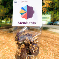 Mendiants - chocolat noir 70% + crinière de lion + sirop d'érable