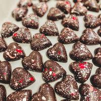 Duo of melting salted caramel hearts