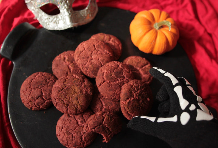 Biscuits moelleux noirs et rouges / Halloween crankle cookie